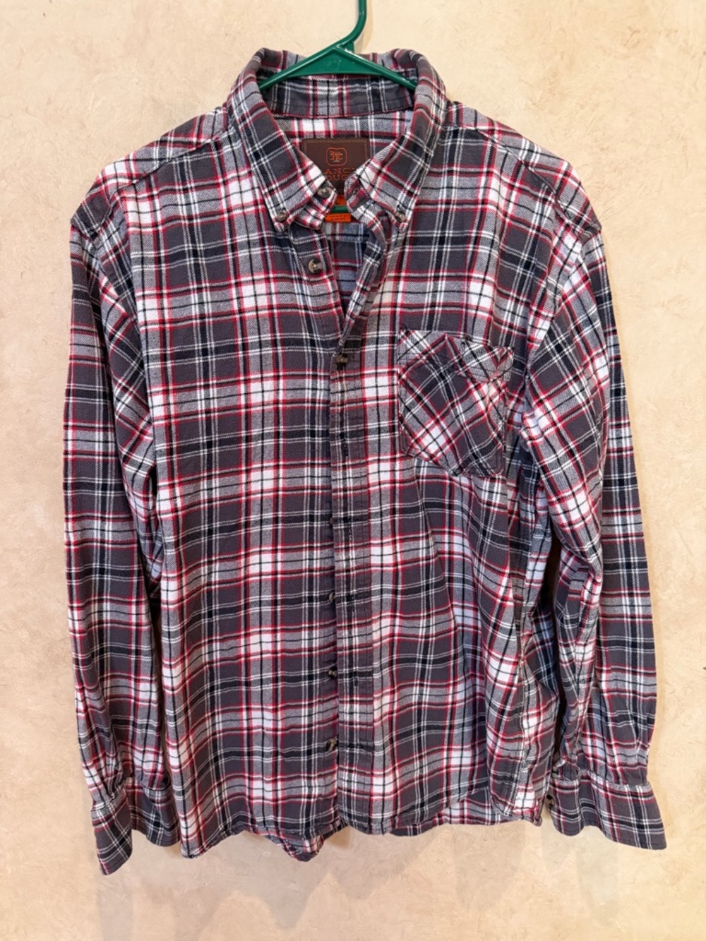 Ranch Tough Men's Plaid Button-Up Shirt in Black & Red flannel size large tall